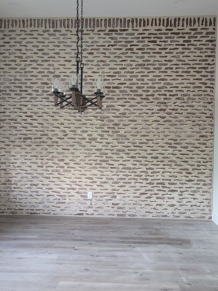 custom brick wall in kitchen area